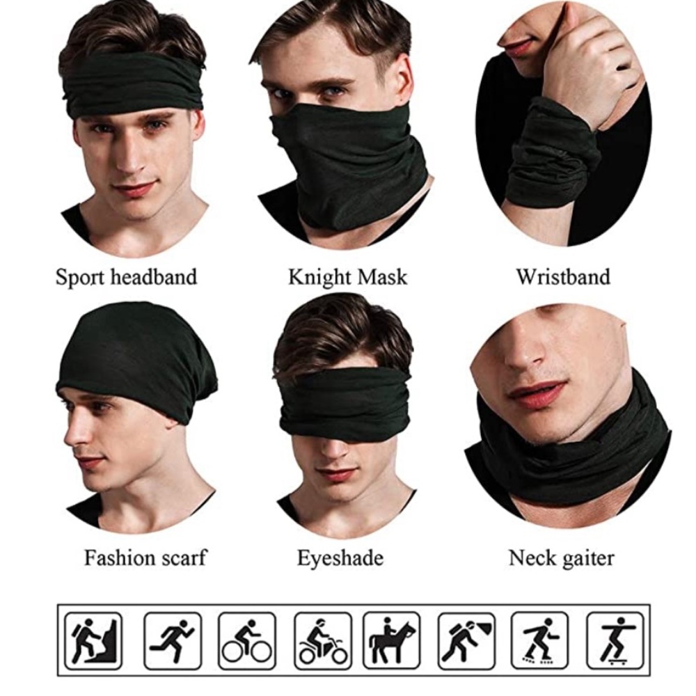 FAYBOX 2 Wicking Headwear Bandana Sports Scarf UV FaceMask Running Hiking Riding